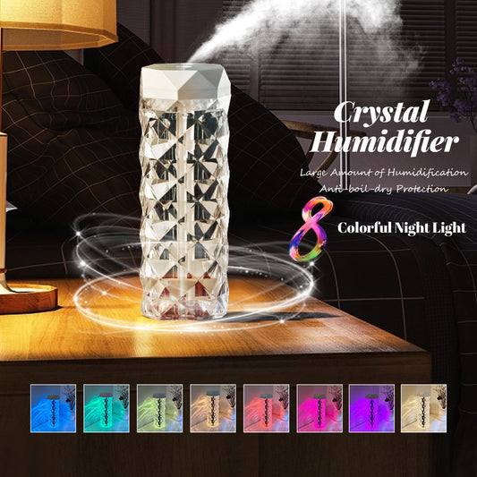 Crystal Lamp Humidifier with Colorful LED Night Light & Cool Mist