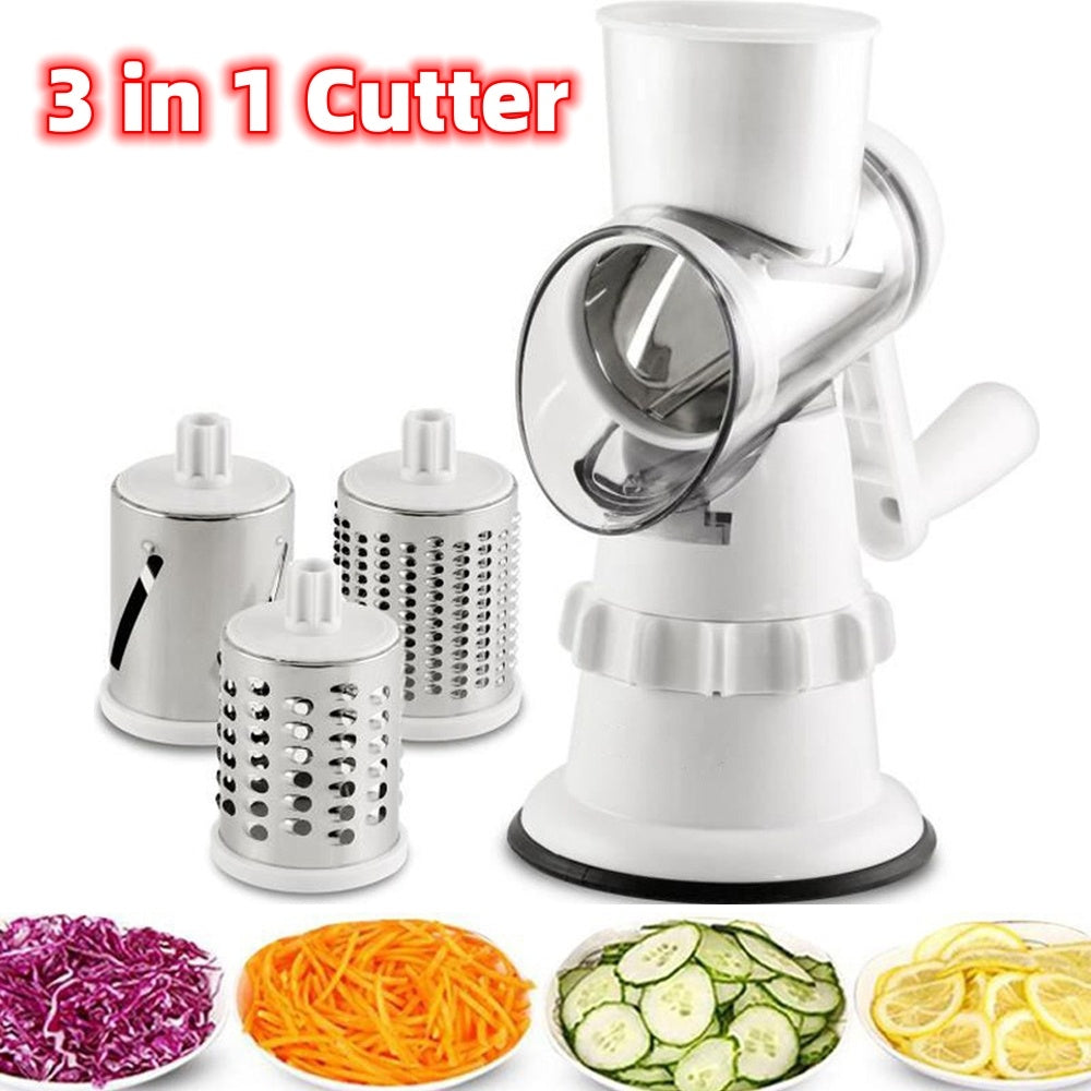 3-in-1 Manual Vegetable Slicer & Grater for Kitchen