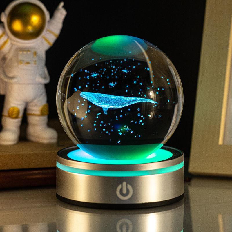 3D Luminous Crystal Ball Night Lamp - Colorful Gradient Decor