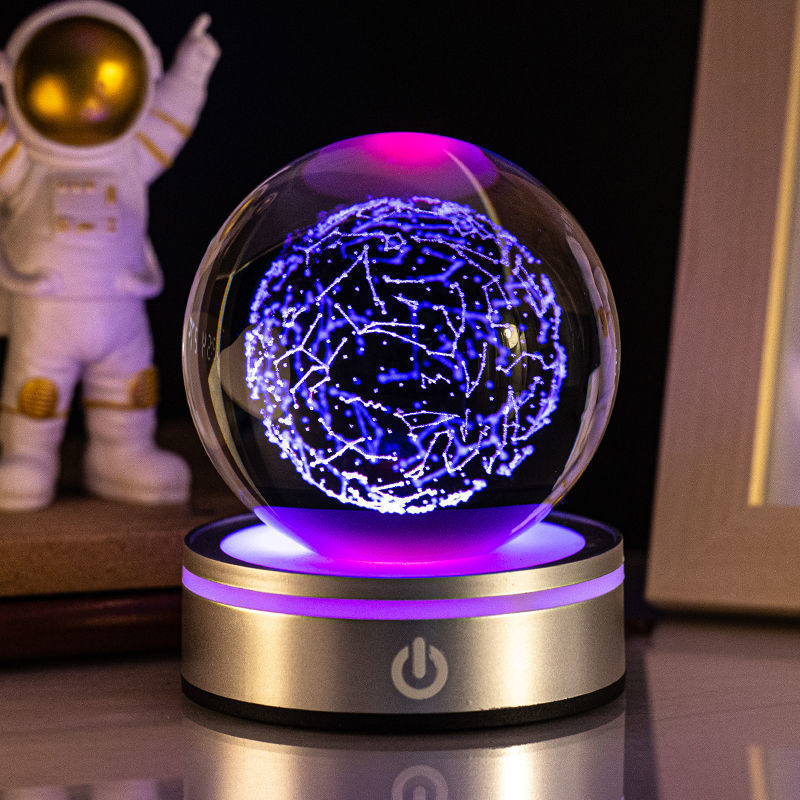 3D Luminous Crystal Ball Night Lamp - Colorful Gradient Decor