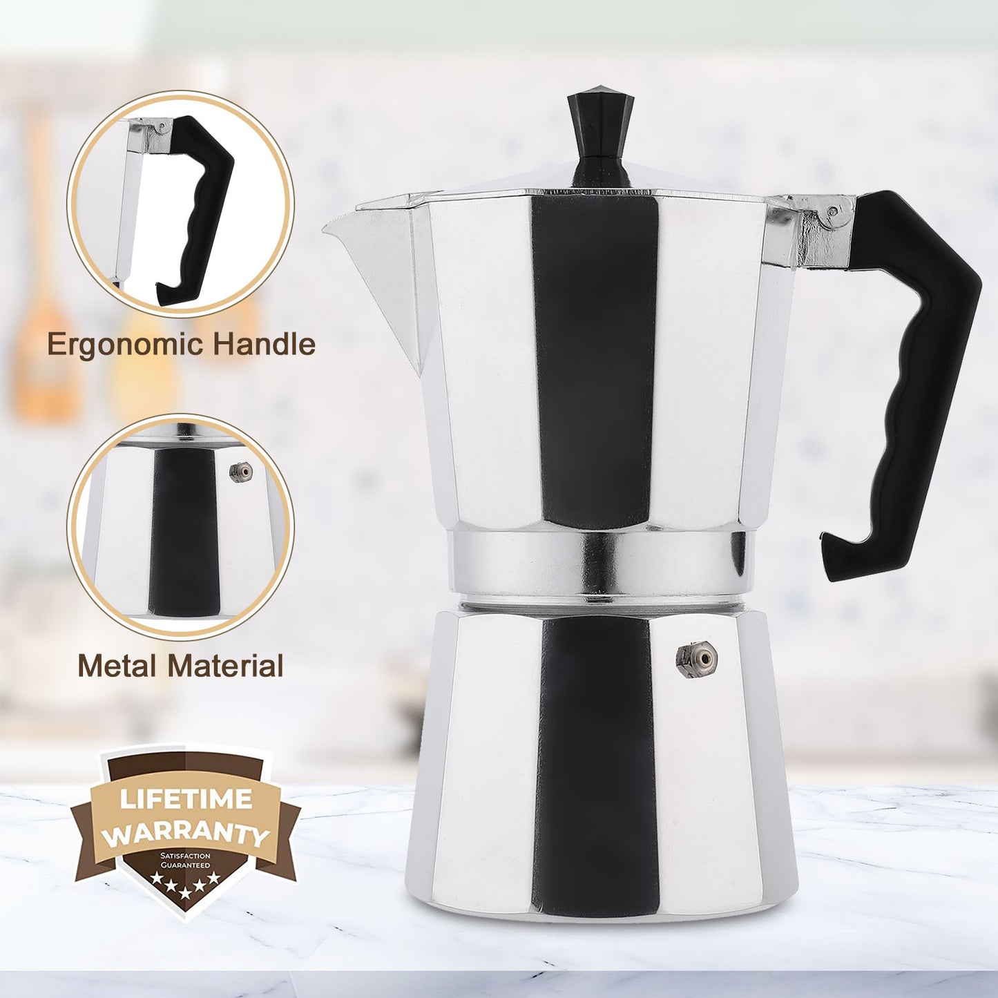 Classic Stovetop Moka Pot Espresso Maker